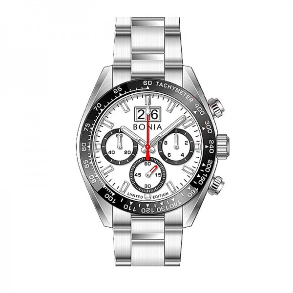 Bonia B10834-1312LE Silver White Chronograph Panda Limited Edition